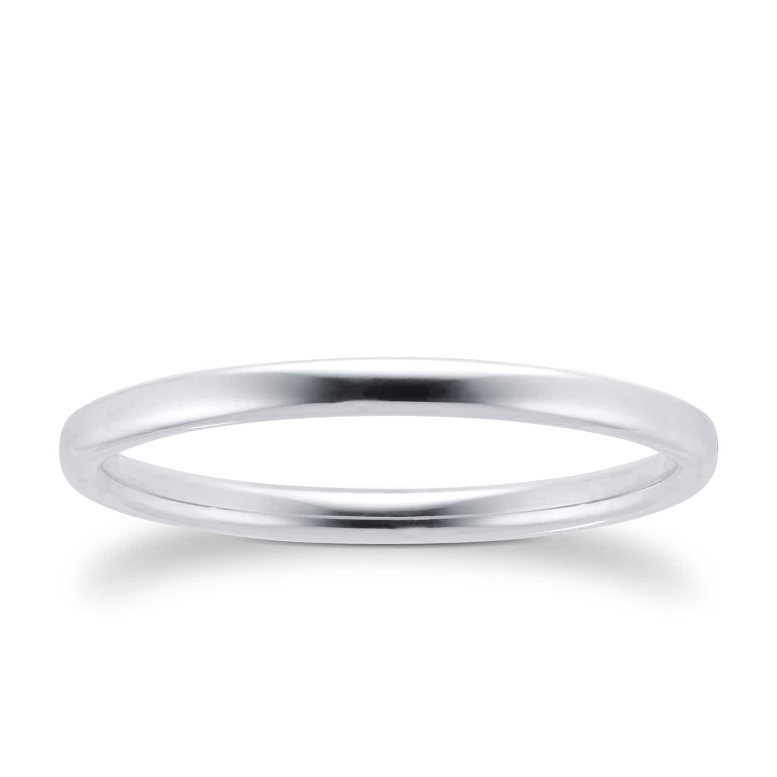 Platinum 1.5mm Court Wedding Ring - Ring Size N