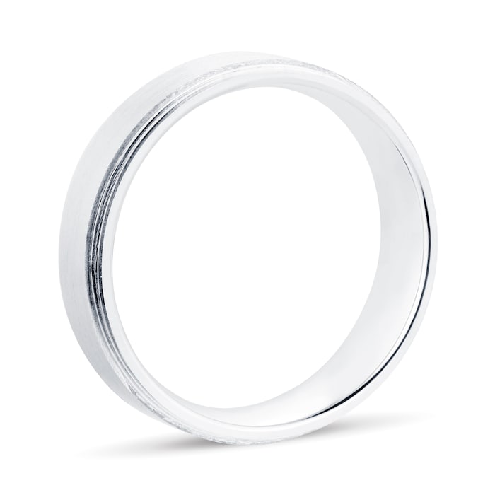 Goldsmiths Platinum 6mm Fancy Raised Edge Wedding Ring