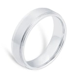 Goldsmiths Platinum 6mm Fancy Raised Edge Wedding Ring