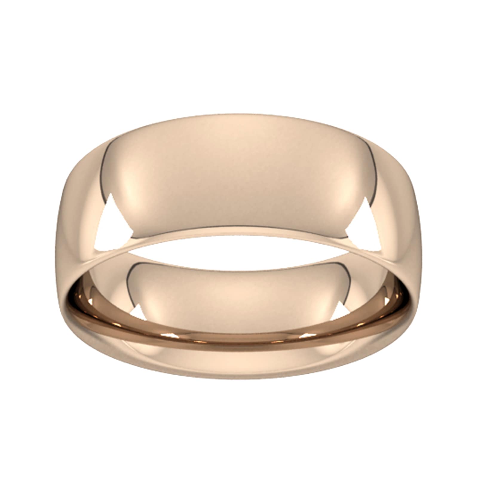 18ct Rose Gold 8mm Traditional Court Extra Heavy Wedding Ring - Ring Size J