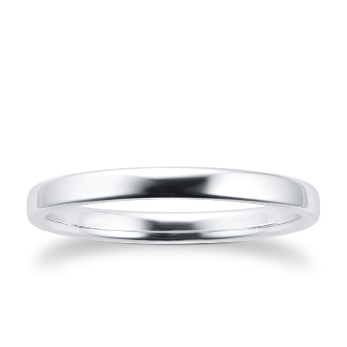 Goldsmiths 9ct White Gold 1.5mm Slight Court Standard Wedding Ring - Ring Size M