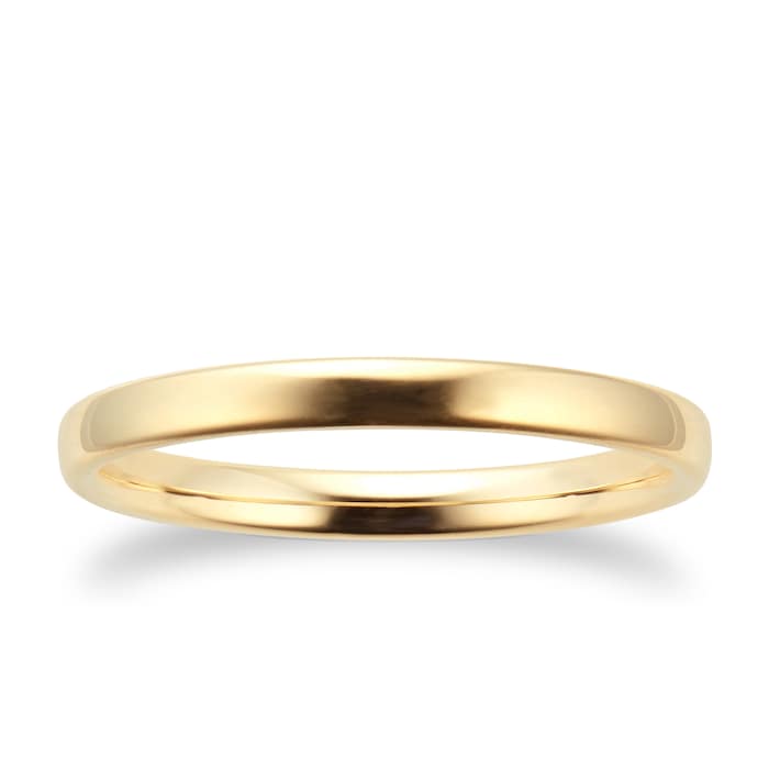 Goldsmiths 9ct Yellow Gold 1.5mm Slight Court Standard Wedding Ring - Ring Size J