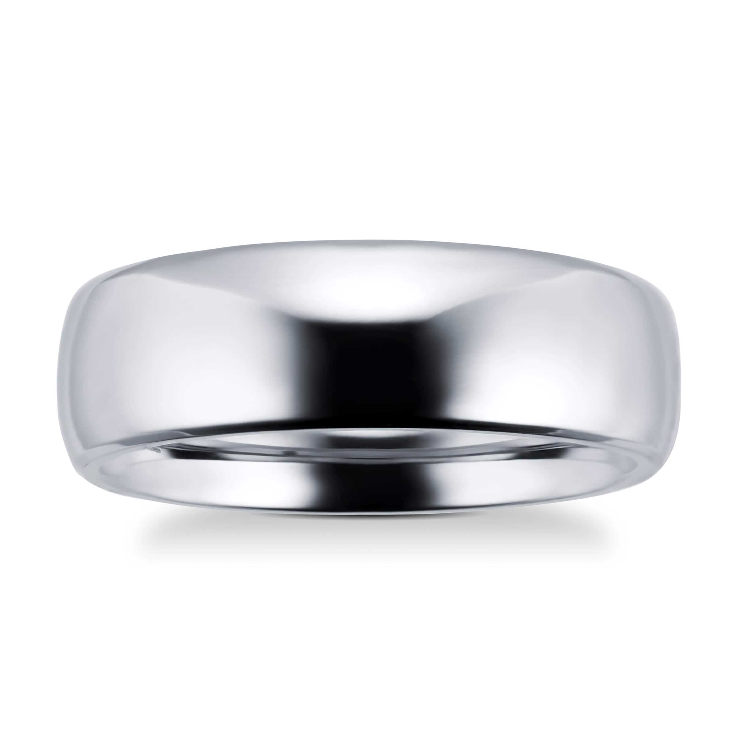 7mm Gents Plain Band Ring In Titanium - Ring Size V