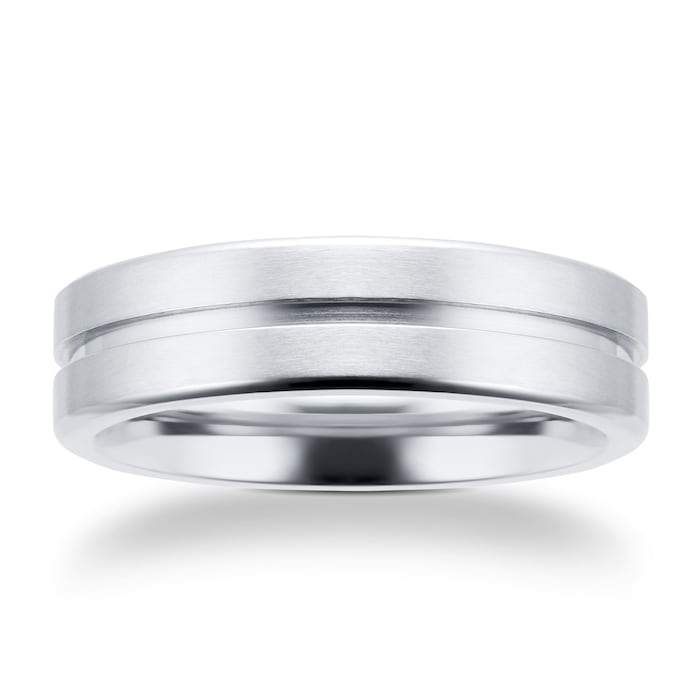 Goldsmiths 6mm Gents Titanium Wedding Ring With A Matte Finish And Engraved Line