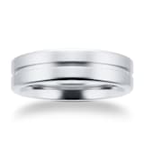 Goldsmiths 6mm Gents Titanium Wedding Ring With A Matte Finish And Engraved Line - Ring Size P