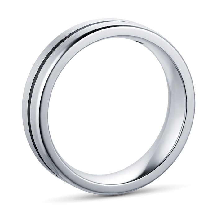 Goldsmiths 6mm Gents Titanium Wedding Ring With A Matte Finish And Engraved Line - Ring Size Q