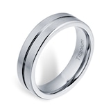 Goldsmiths 6mm Gents Titanium Wedding Ring With A Matte Finish And Engraved Line