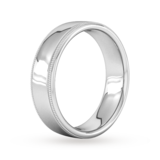Goldsmiths 6mm Slight Court Standard Milgrain Edge Wedding Ring In 9 Carat White Gold