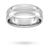 Goldsmiths 7mm Slight Court Heavy Grooved Polished Finish Wedding Ring In 950  Palladium