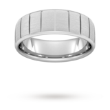 Goldsmiths 7mm D Shape Standard Vertical Lines Wedding Ring In 18 Carat White Gold