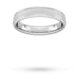 Goldsmiths 4mm Slight Court Standard Matt Centre With Grooves Wedding Ring In 18 Carat White Gold