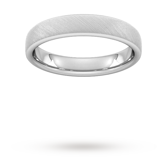 Goldsmiths 4mm Slight Court Standard Diagonal Matt Finish Wedding Ring In 18 Carat White Gold
