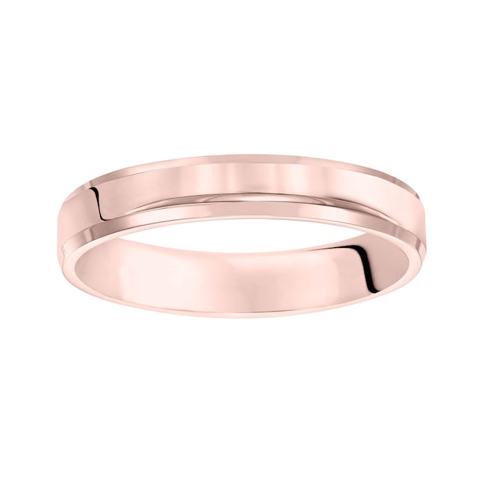 Mayors 18k Rose Gold 4mm Flat Beveled Edge Court Wedding Band - Ring Size 10