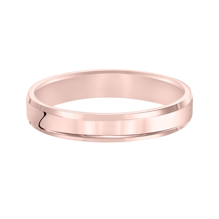 Mayors 18k Rose Gold 4mm Flat Beveled Edge Court Wedding Band - Ring Size 10