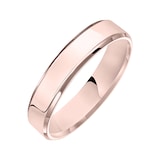 Mayors 18k Rose Gold 5mm Flat Beveled Edge Court Wedding Band - Ring Size 8