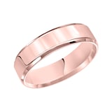 Mayors 18k Rose Gold 6mm Flat Beveled Edge Court Wedding Band - Ring Size 12