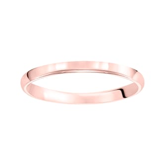Mayors 18k Rose Gold 2mm Low Dome D Shape Wedding Band