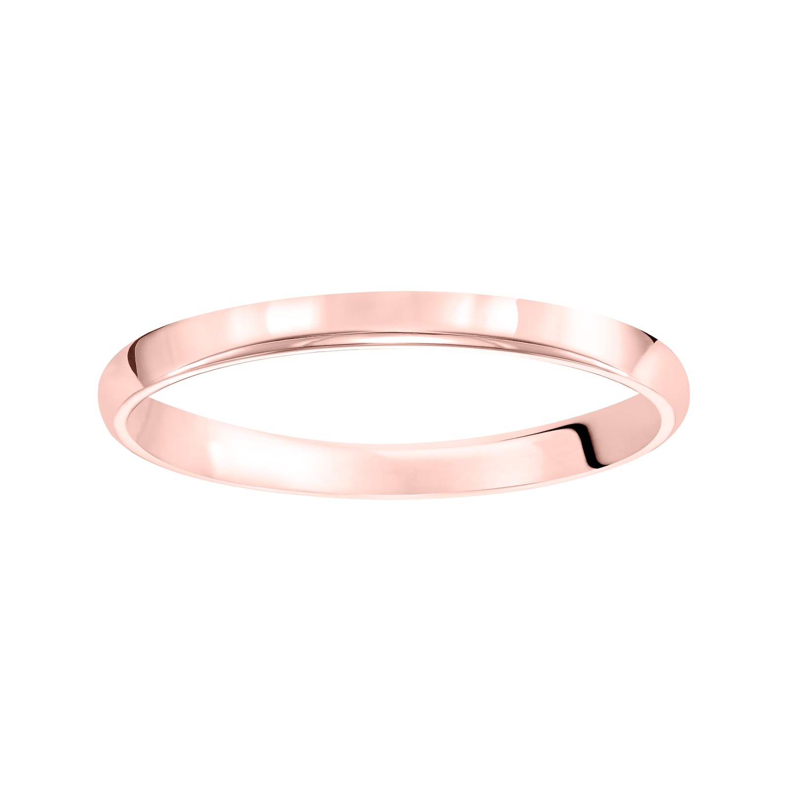 Mayors 18k Rose Gold 2mm Low Dome D Shape Wedding Band