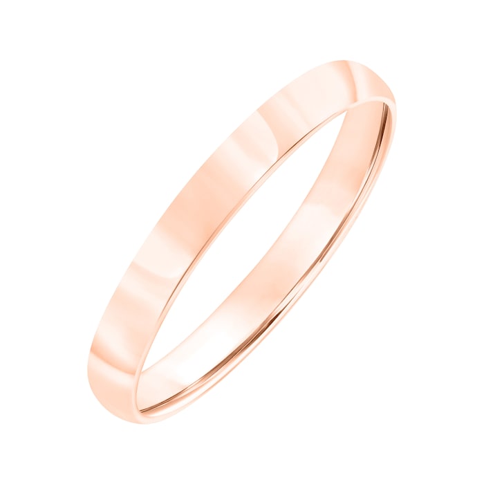 Mayors 18k Rose Gold 3mm Low Dome D Shape Wedding Band - Ring Size 5
