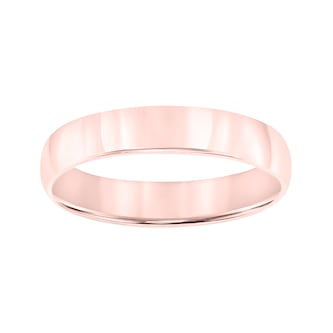 Mayors 18k Rose Gold 4mm Low Dome D Shape Wedding Band