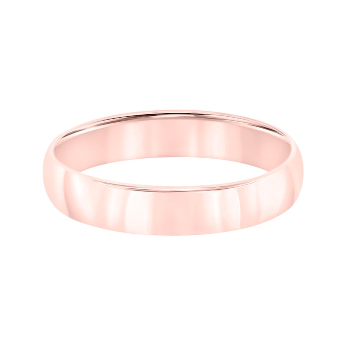 Mayors 18k Rose Gold 4mm Low Dome D Shape Wedding Band - Ring Size 10.5