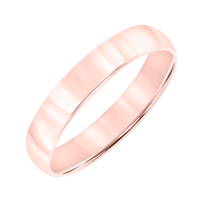 Mayors 18k Rose Gold 4mm Low Dome D Shape Wedding Band - Ring Size 10.5