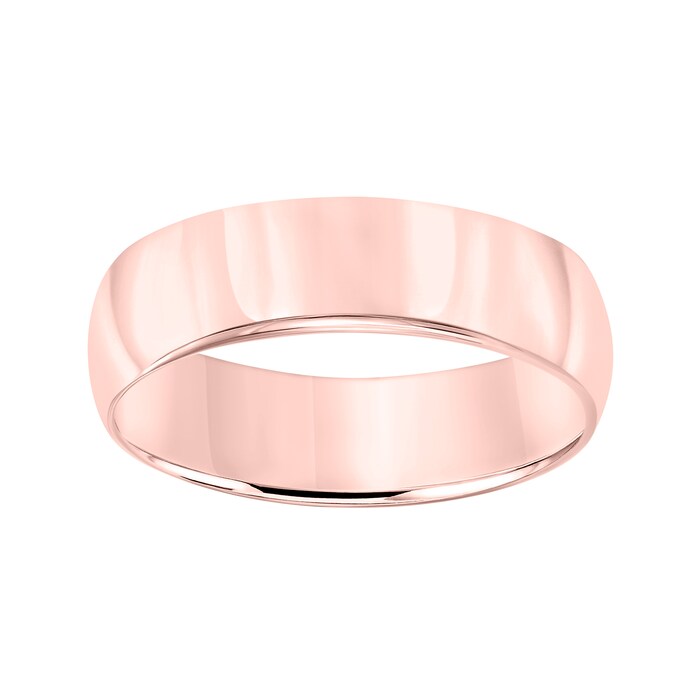 Mayors 18k Rose Gold 6mm Low Dome D Shape Wedding Band - Ring Size 8