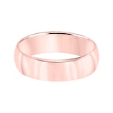 Mayors 18k Rose Gold 6mm Low Dome D Shape Wedding Band - Ring Size 8