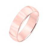 Mayors 18k Rose Gold 6mm Low Dome D Shape Wedding Band - Ring Size 8