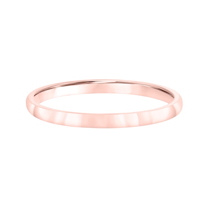 Mayors 18k Rose Gold 2mm Low Dome Court Wedding Band - Ring Size 4