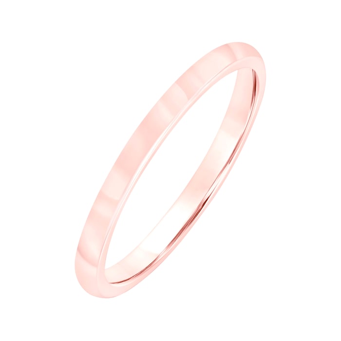 Mayors 18k Rose Gold 2mm Low Dome Court Wedding Band - Ring Size 4