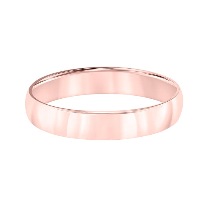 Mayors 18k Rose Gold 4mm Low Dome Court Wedding Band - Ring Size 11