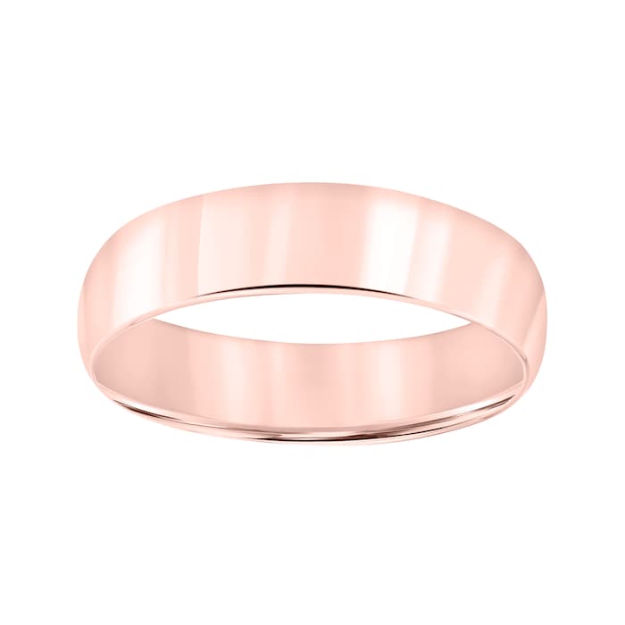 Mayors 18k Rose Gold 6mm Low Dome Court Wedding Band - Ring Size 8