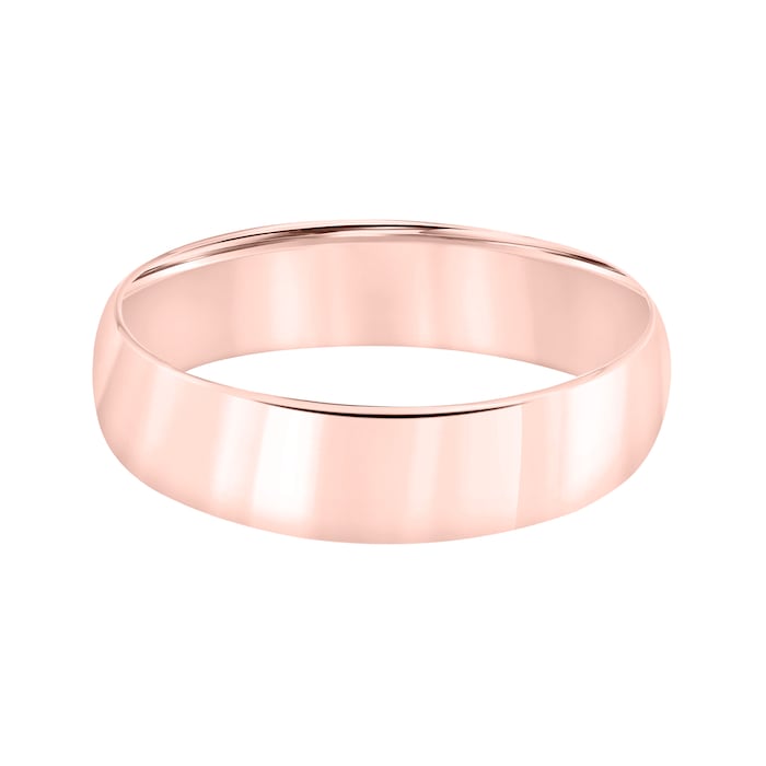 Mayors 18k Rose Gold 6mm Low Dome Court Wedding Band - Ring Size 8