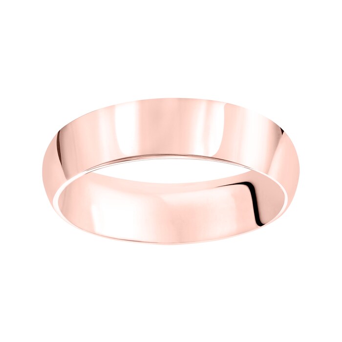 Mayors 18k Rose Gold 6mm High Dome Court Wedding Band - Ring Size 9
