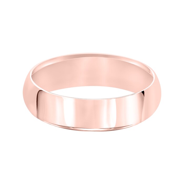 Mayors 18k Rose Gold 6mm High Dome Court Wedding Band - Ring Size 9
