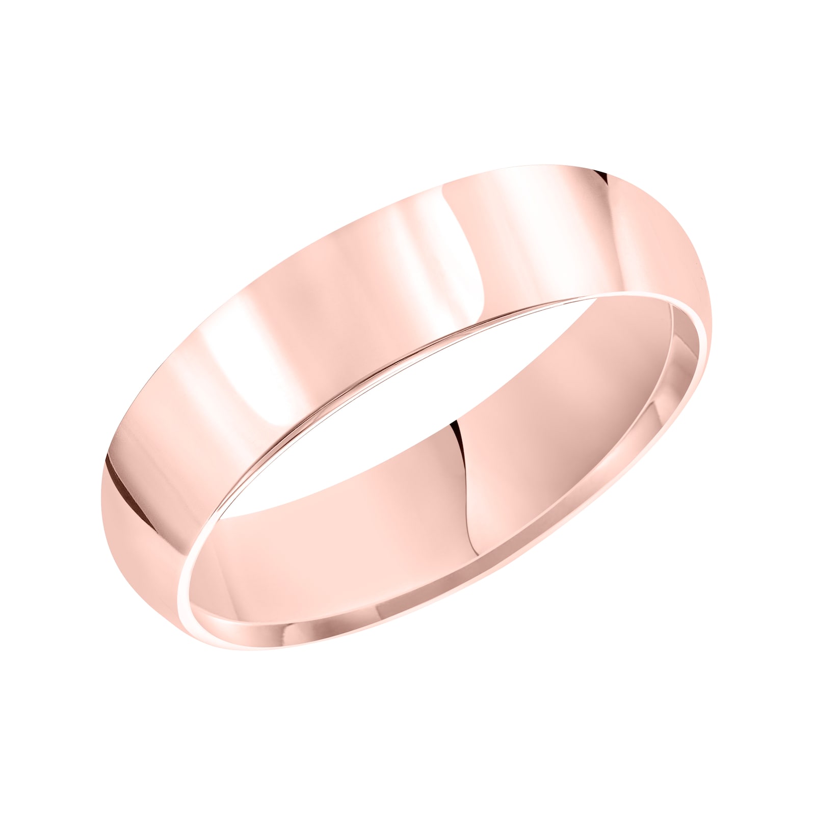 Mayors 18k Rose Gold 6mm High Dome Court Wedding Band - Ring Size 9