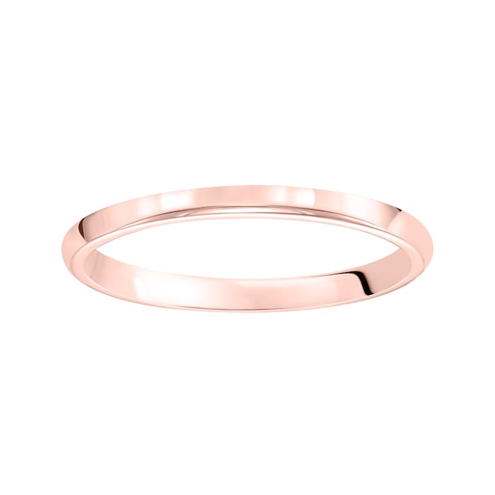 Mayors 18k Rose Gold 2mm High Dome D Shape Wedding Band - Ring Size 7
