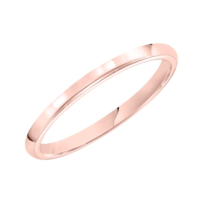 Mayors 18k Rose Gold 2mm High Dome D Shape Wedding Band - Ring Size 7
