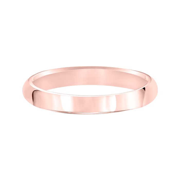 Mayors 18k Rose Gold 3mm High Dome D Shape Wedding Band - Ring Size 6.5