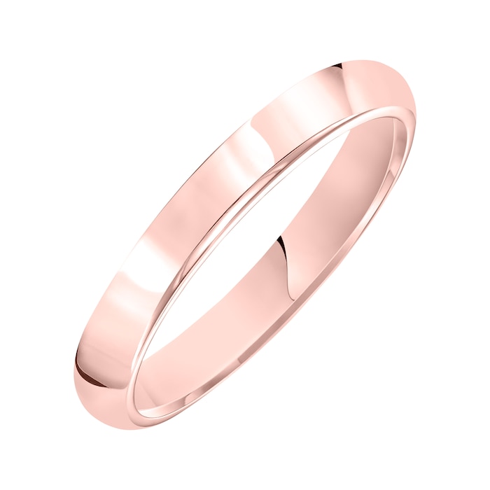 Mayors 18k Rose Gold 3mm High Dome D Shape Wedding Band - Ring Size 6.5