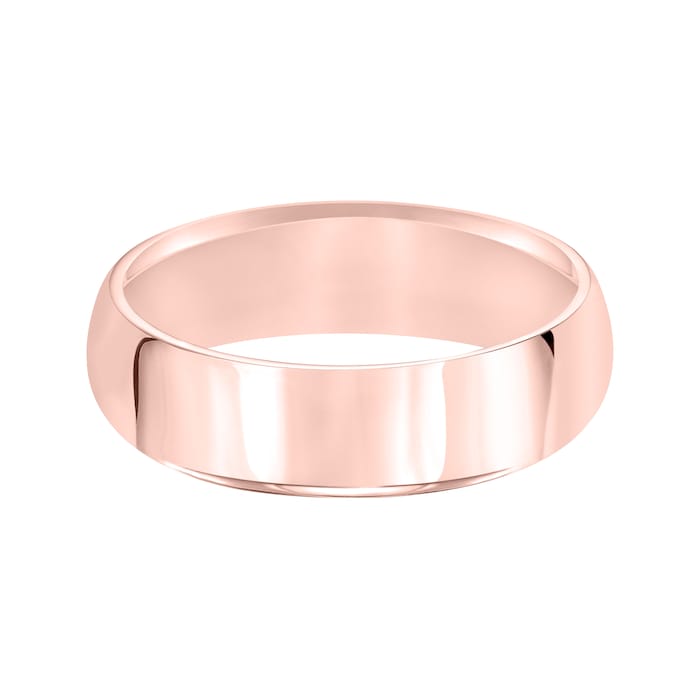 Mayors 18k Rose Gold 6mm High Dome D Shape Wedding Band - Ring Size 8