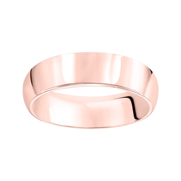 Mayors 18k Rose Gold 6mm High Dome D Shape Wedding Band - Ring Size 8