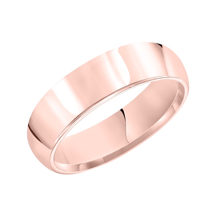 Mayors 18k Rose Gold 6mm High Dome D Shape Wedding Band - Ring Size 8