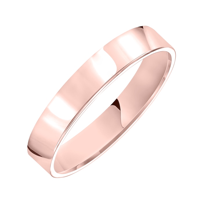 Mayors 18k Rose Gold 4mm Flat Court Wedding Band - Ring Size 11
