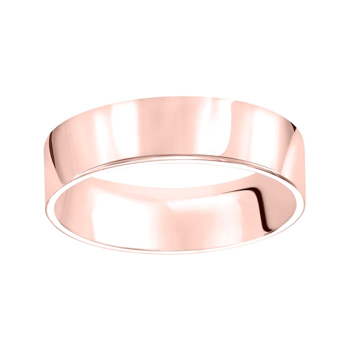 Mayors 18k Rose Gold 6mm Flat Court Wedding Band - Ring Size 10