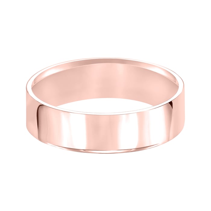 Mayors 18k Rose Gold 6mm Flat Court Wedding Band - Ring Size 10