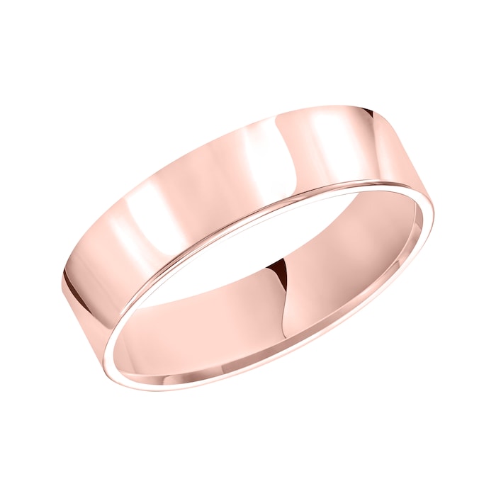 Mayors 18k Rose Gold 6mm Flat Court Wedding Band - Ring Size 10