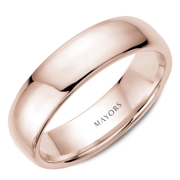 MAYORS 18k Rose Gold 6mm Plain Band Size 10