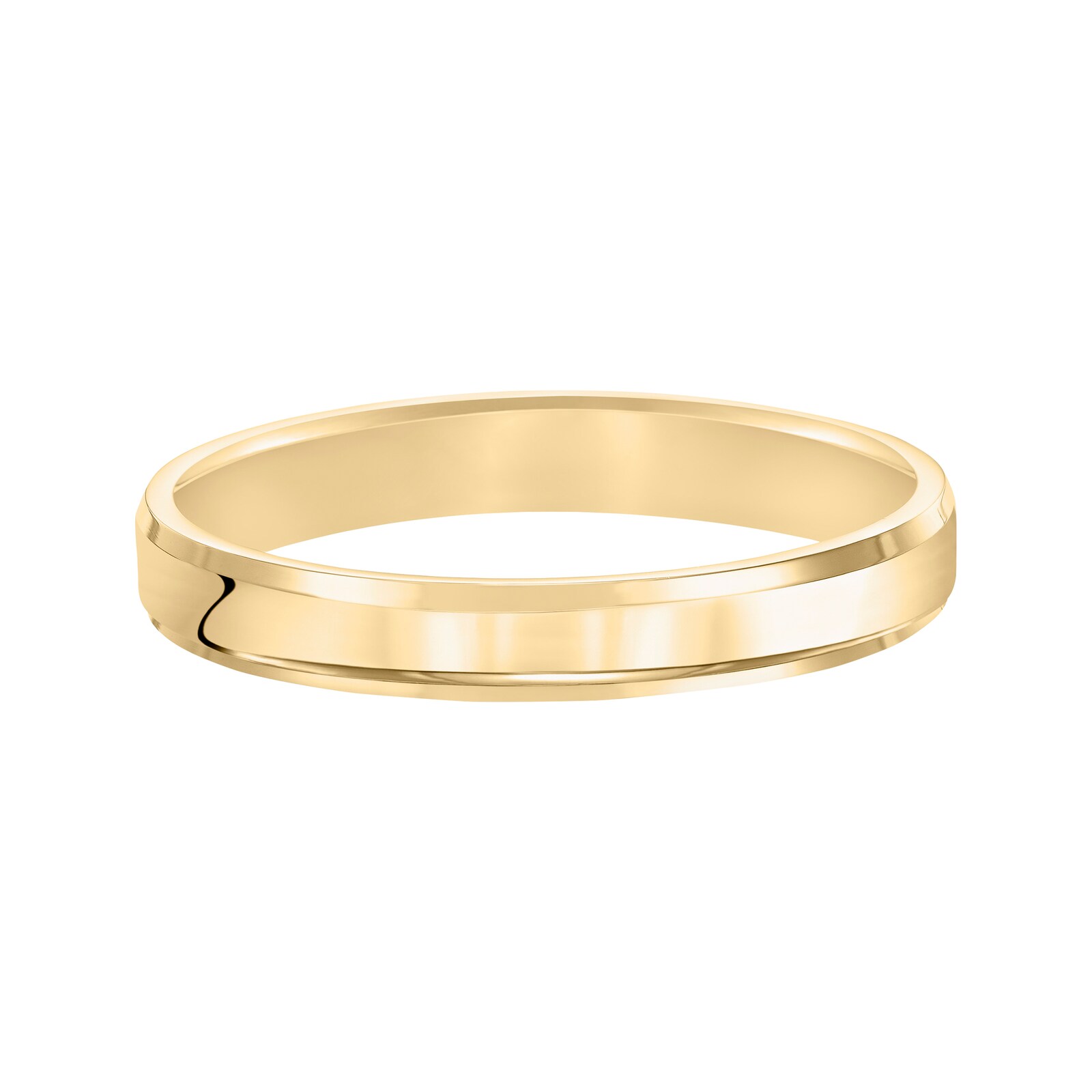 Mayors 18k Yellow Gold 3mm Flat Beveled Edge Court Wedding Band - Ring Size 7